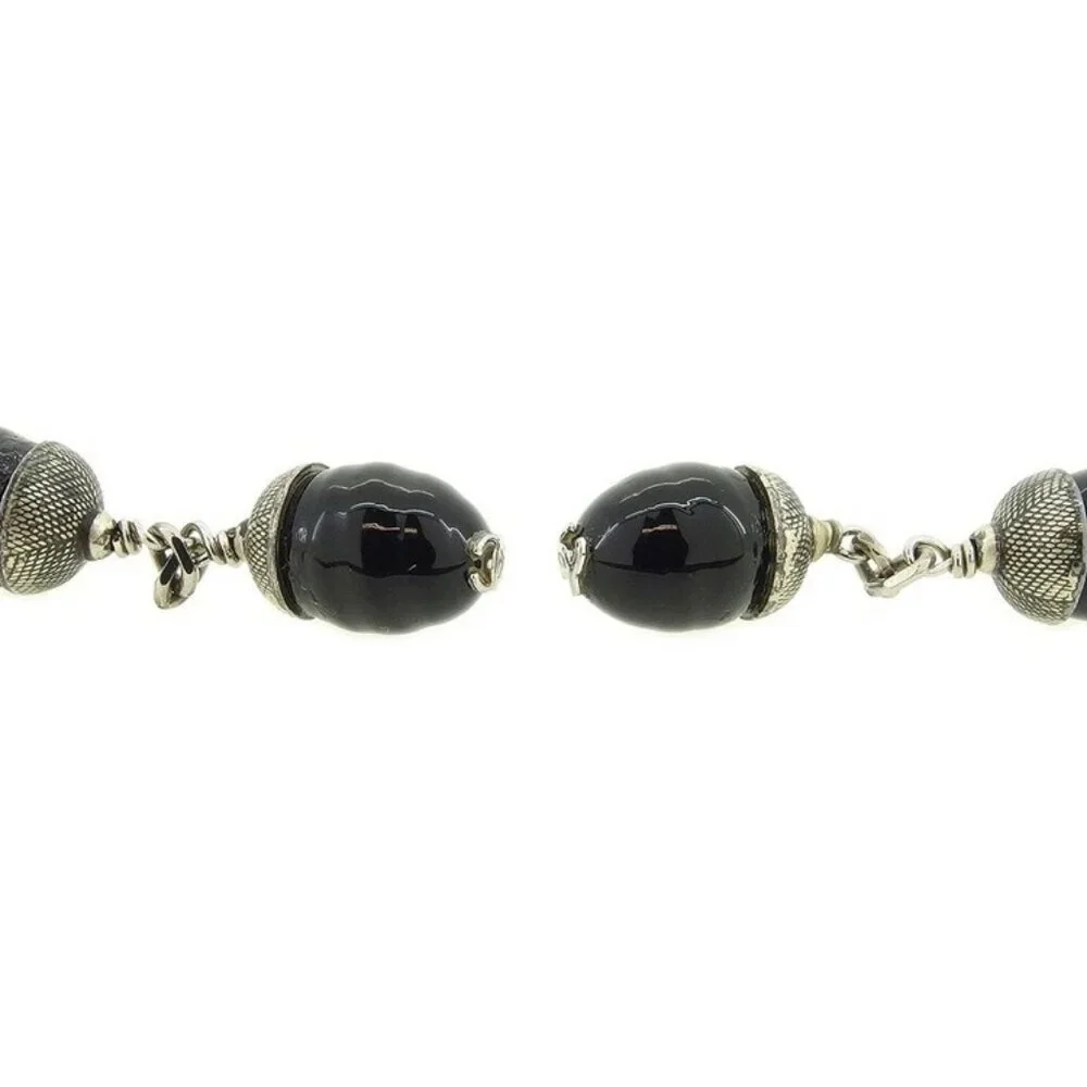CHANEL cuffs Silver black Women Authentic secondhand